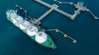 LNG (Liquified Natural Gas) tanker anchored in Gas terminal gas