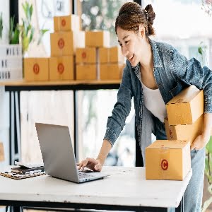 Small Business SME entrepreneur of Young Asian women working wit